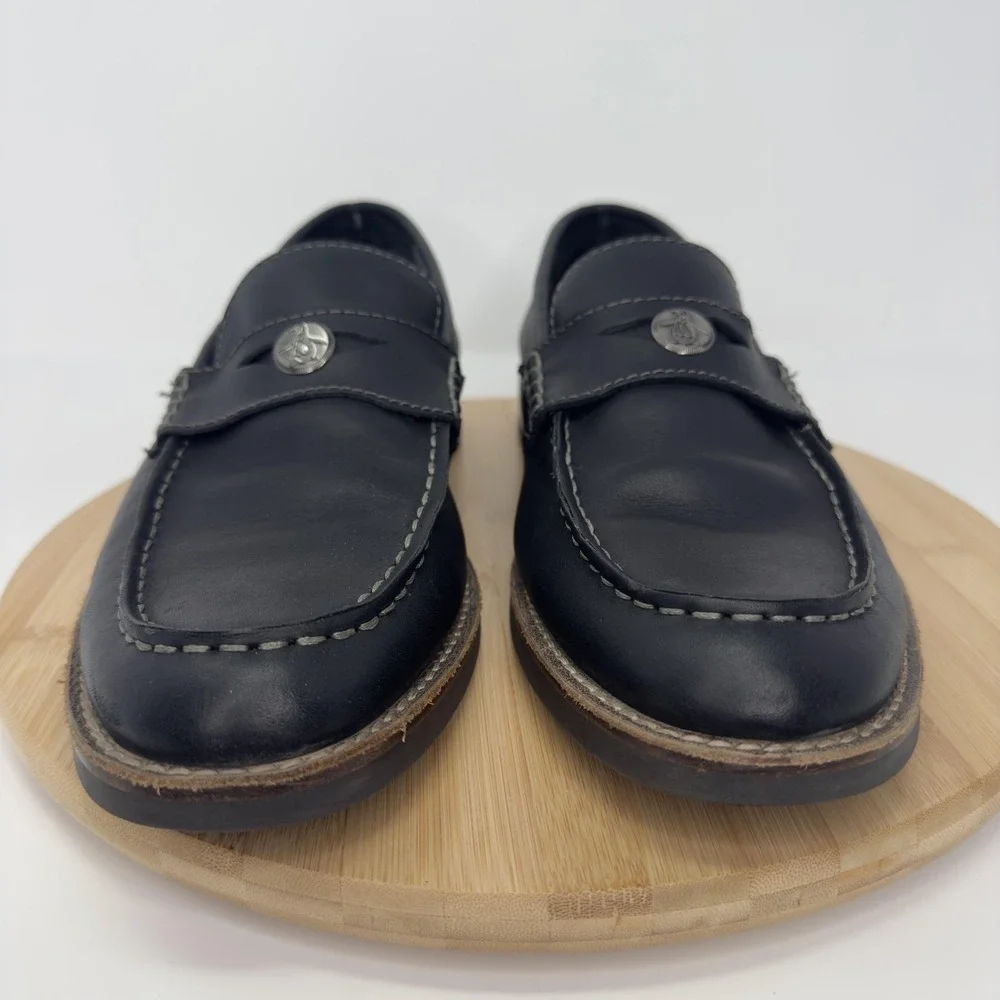 Original‎ Penguin Benson Shoes Mens Size 11 Black Leather Penny Loafers Dress